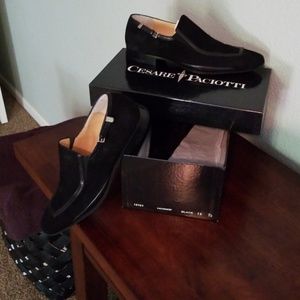 Cesare Paciotti Black Suede Tuxedo Shoes